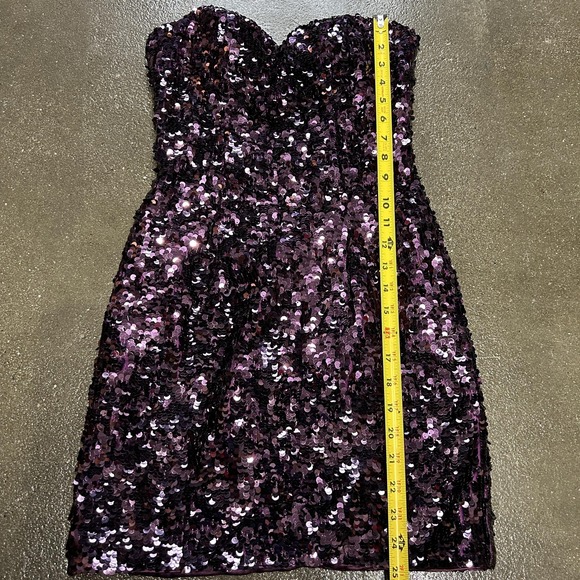 Mori Lee Dress Womens 0 Purple Sequin Strapless Sweetheart Mini‎ Party Cocktail - Picture 3 of 7
